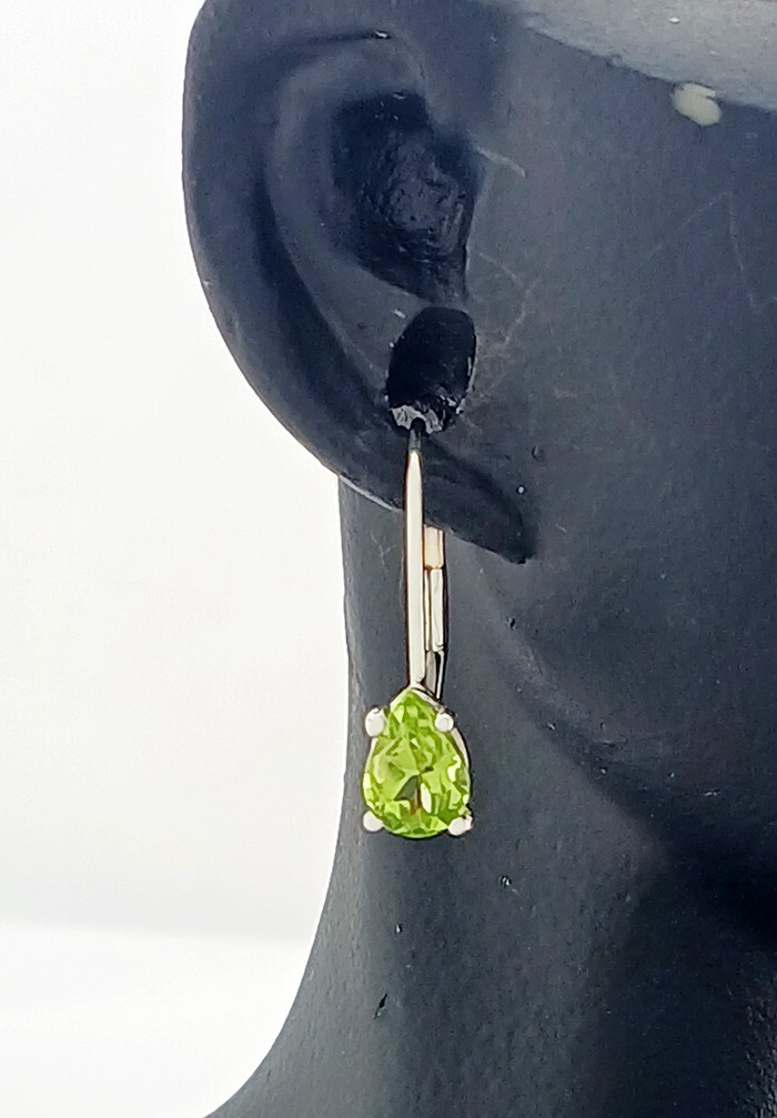GENUINE 0.82 Cts PERIDOT DANGLING EARRINGS 14K WHITE GOLD – Free Certificate