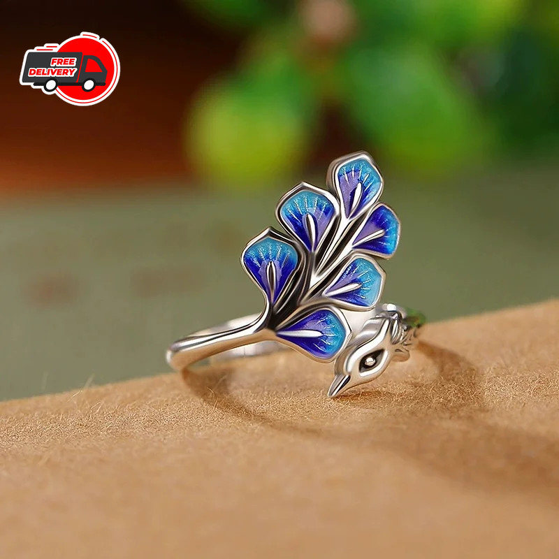 925 Sterling Silver Blue Peacock Ring for Women Elegant Engagement Wedding Gift