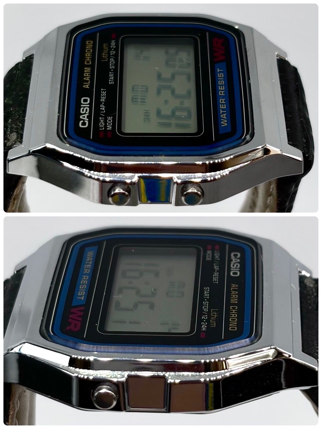 Working Excellent condition CASIO ALARM CHRONO Digital Watch Leather Belt Men’s