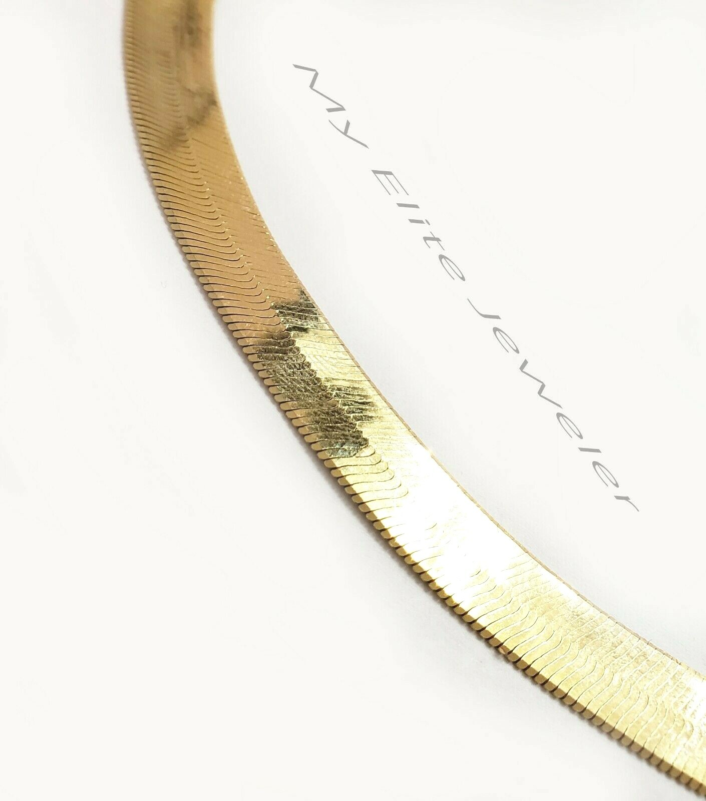 Ladies Men 10K Yellow Gold Herring Bone Chain 20 Inch 10mm Lobster Lock Real