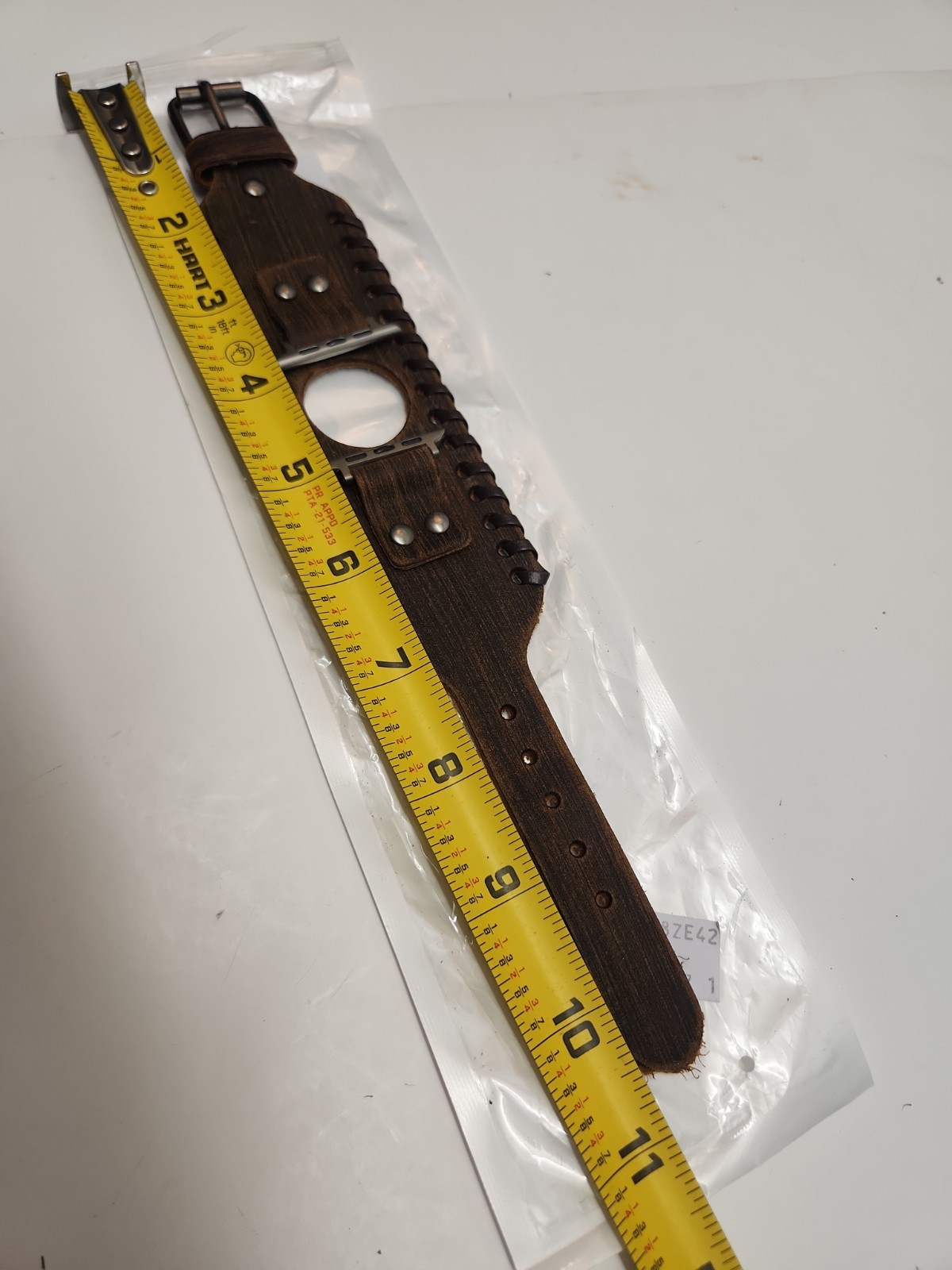 Wide Brown Leather Cuff Band Compatible with Apple Watch 38 40 41 42 44 45 49mm