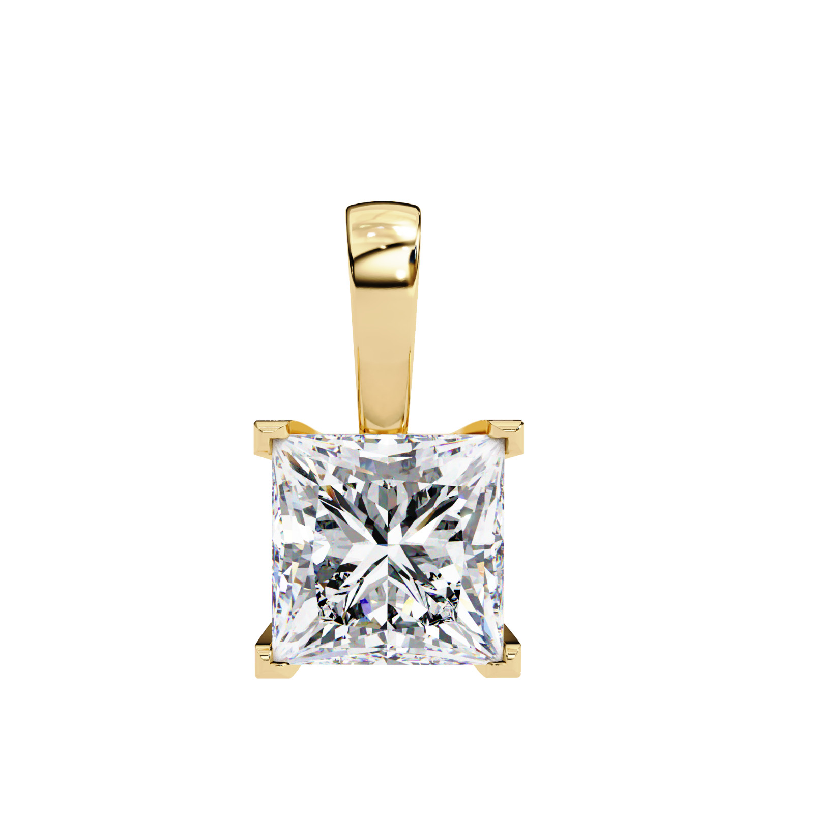 Beautiful Princess Diamond Pendant Made In 14 KT Gold Studded With Lab Created