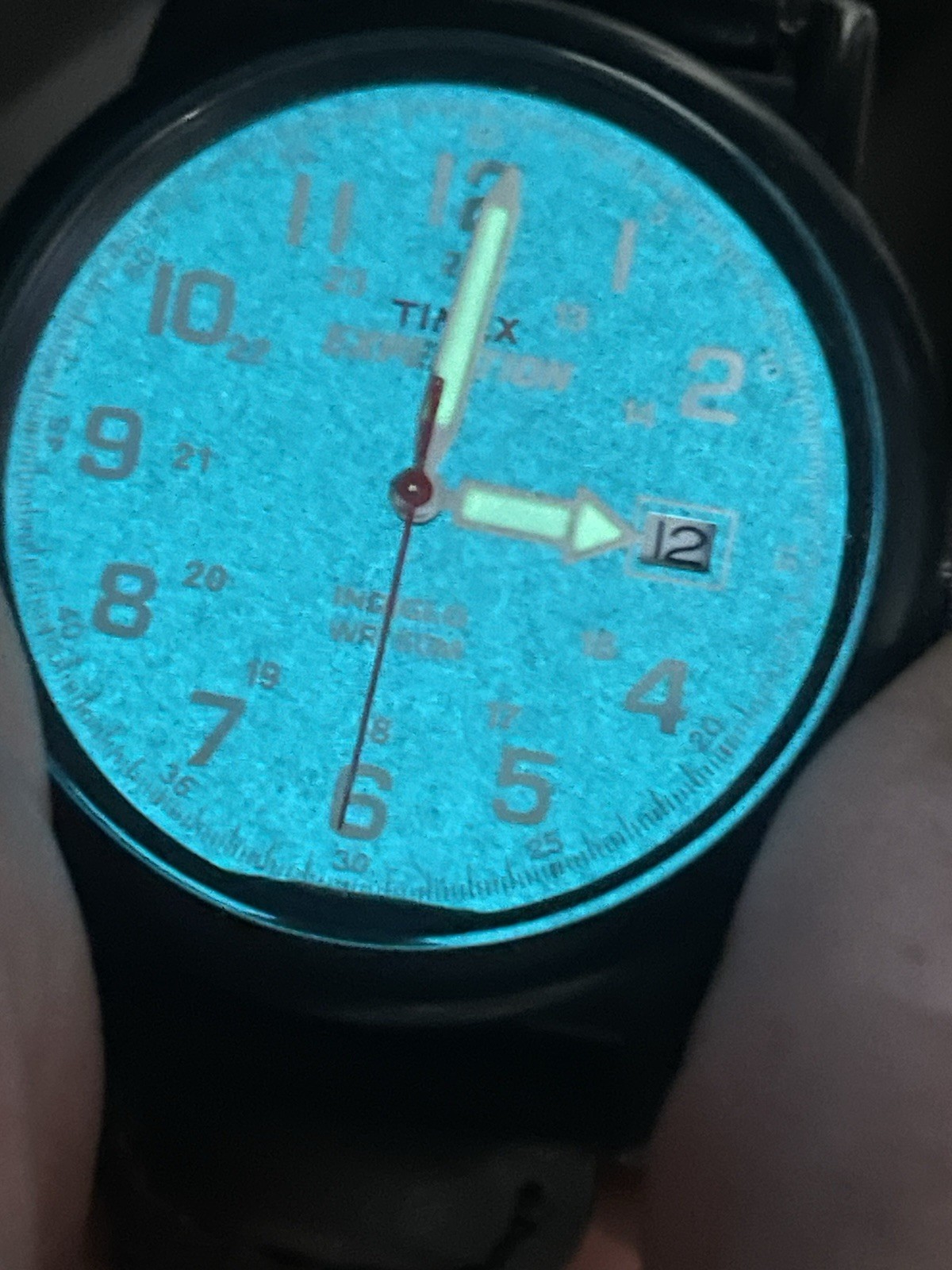Timex Expedition Camper Watch T40011 Military Style Indiglo Black Leather Fabric