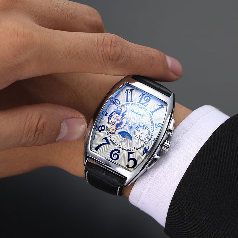 Men’s Automatic Mechanical Watch Classic business Self-winding Barrel-shap Gift