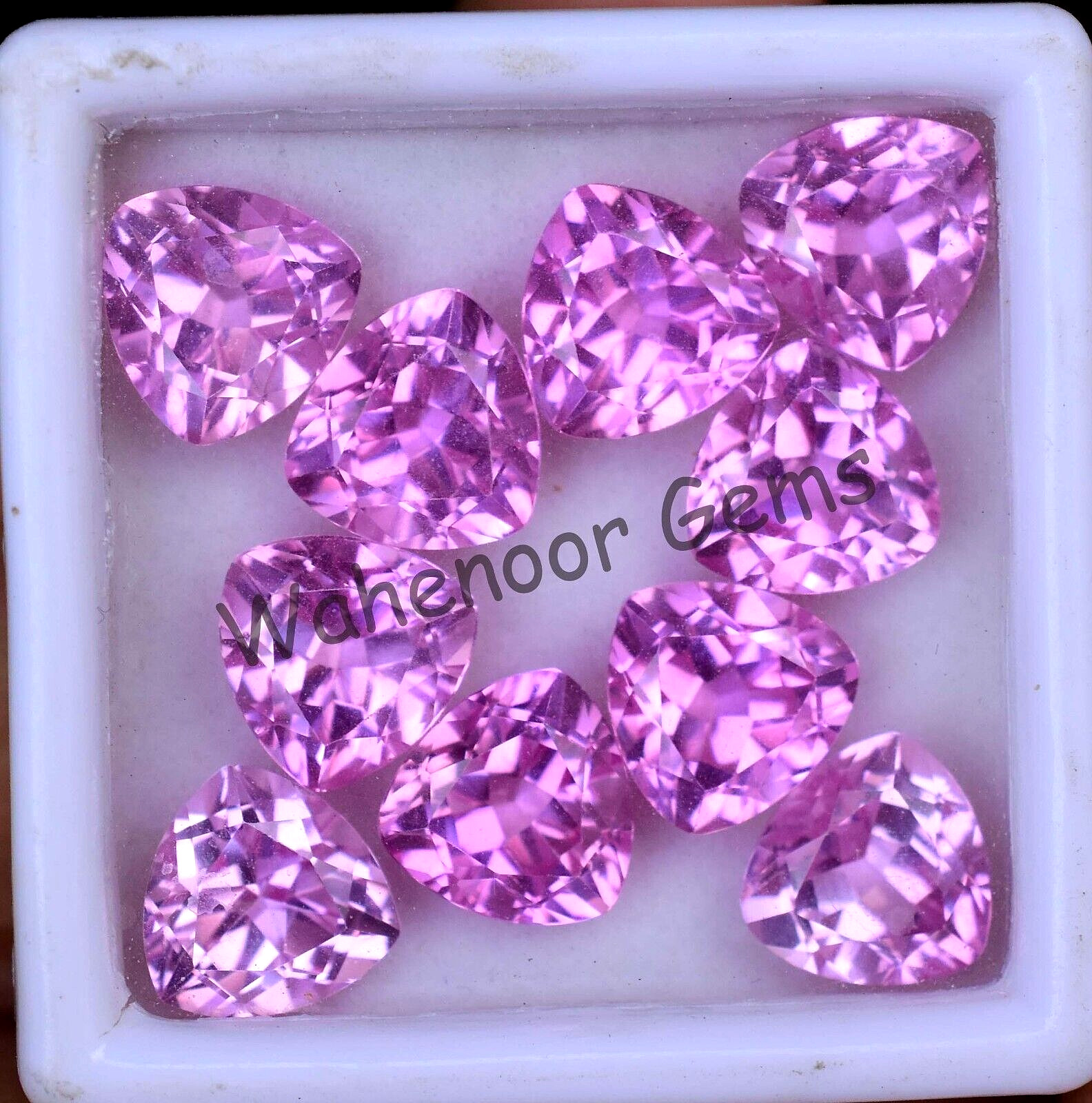 Natural Mogok Pink Ruby Trillion 7.00mm CERTIFIED 10 Pcs Loose Gemstone