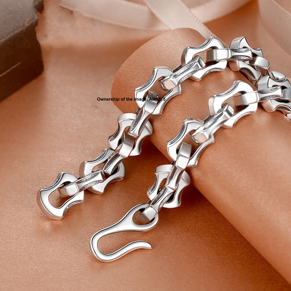 Pure 925 Sterling Silver Men’s Bracelet 10mm Cable Link Chain Bracelet 7.1-8.66″