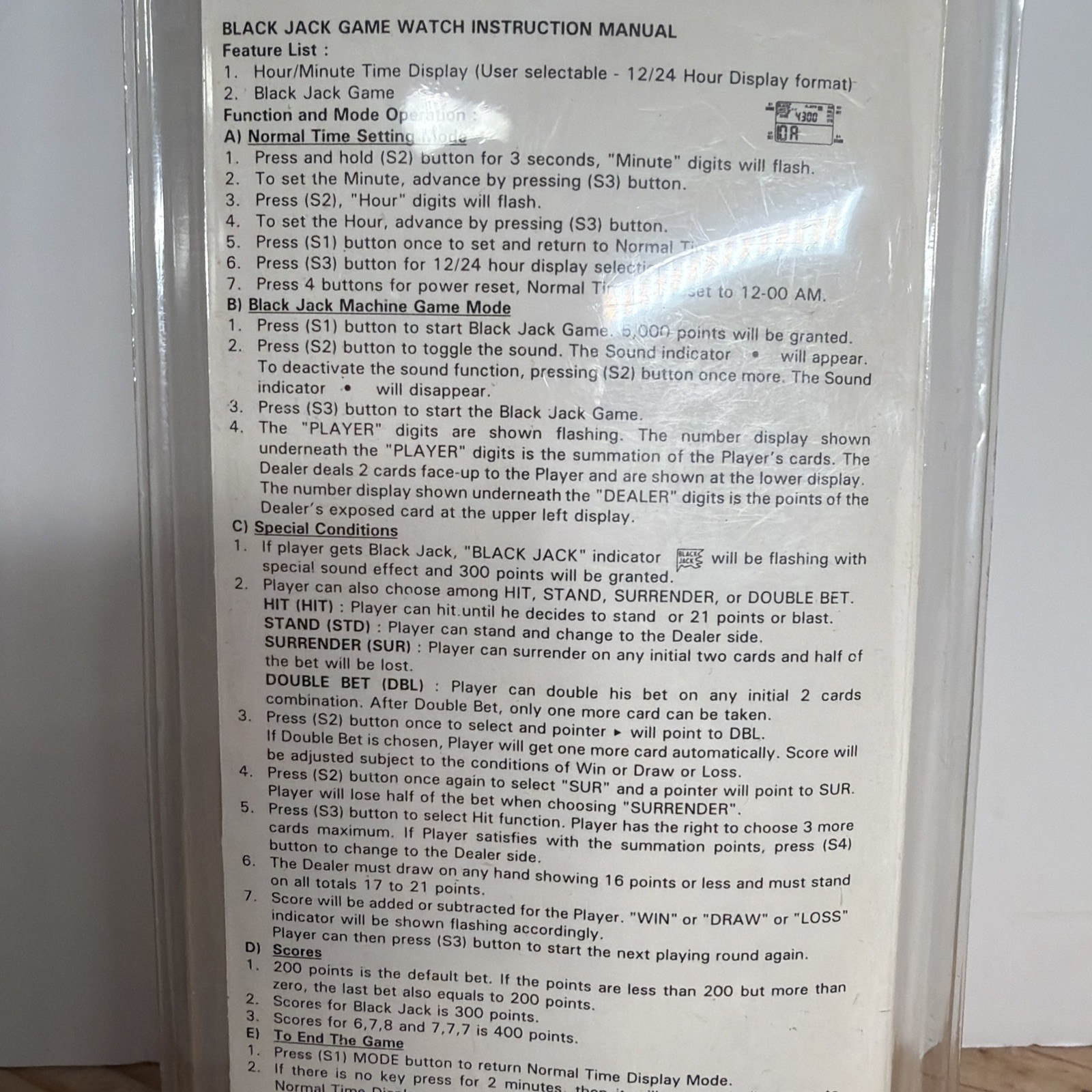 New Sealed Blackjack Video Game Watch By Medana. Play Blackjack On Your Wrist! F