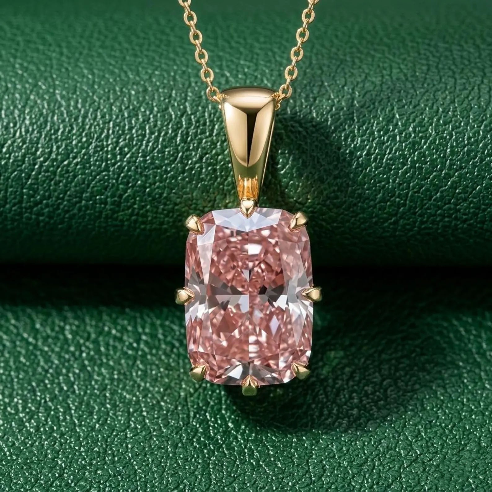 RARE 6.65 Ct Pink Treated Diamond Solitaire Pendant in 925 Silver Certified