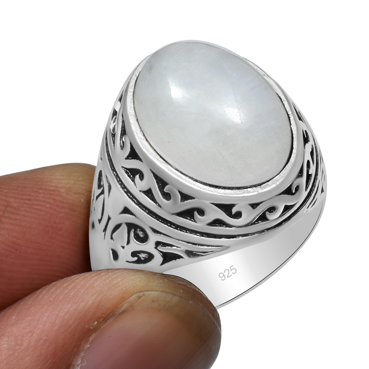 Rainbow Moonstone Gemstone Handmade Ottoman Arabic Style Ring All Size Available