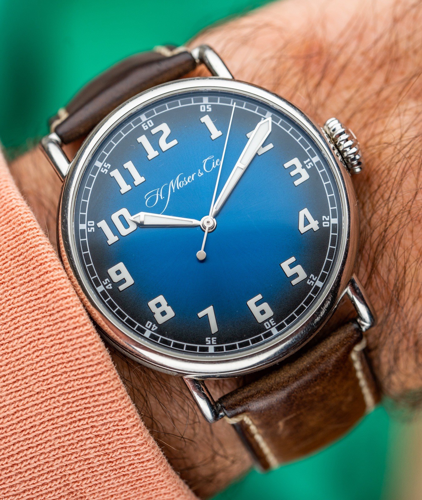 H. Moser & Cie. Heritage Centre Seconds Funky Blue with Papers 42mm 8200-1201