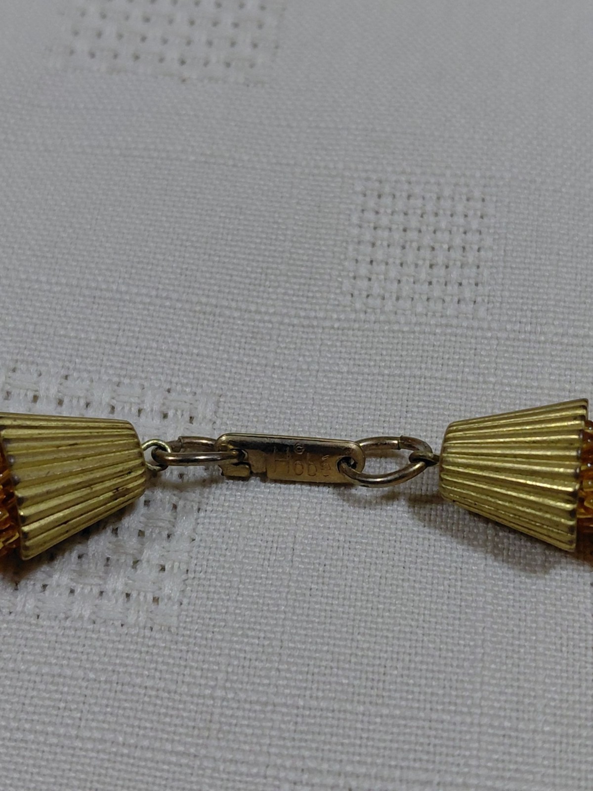 Vtg. Hobe Multi-Strand Orange/Brown Glass Seabead Necklace & Clip-on Earring Set