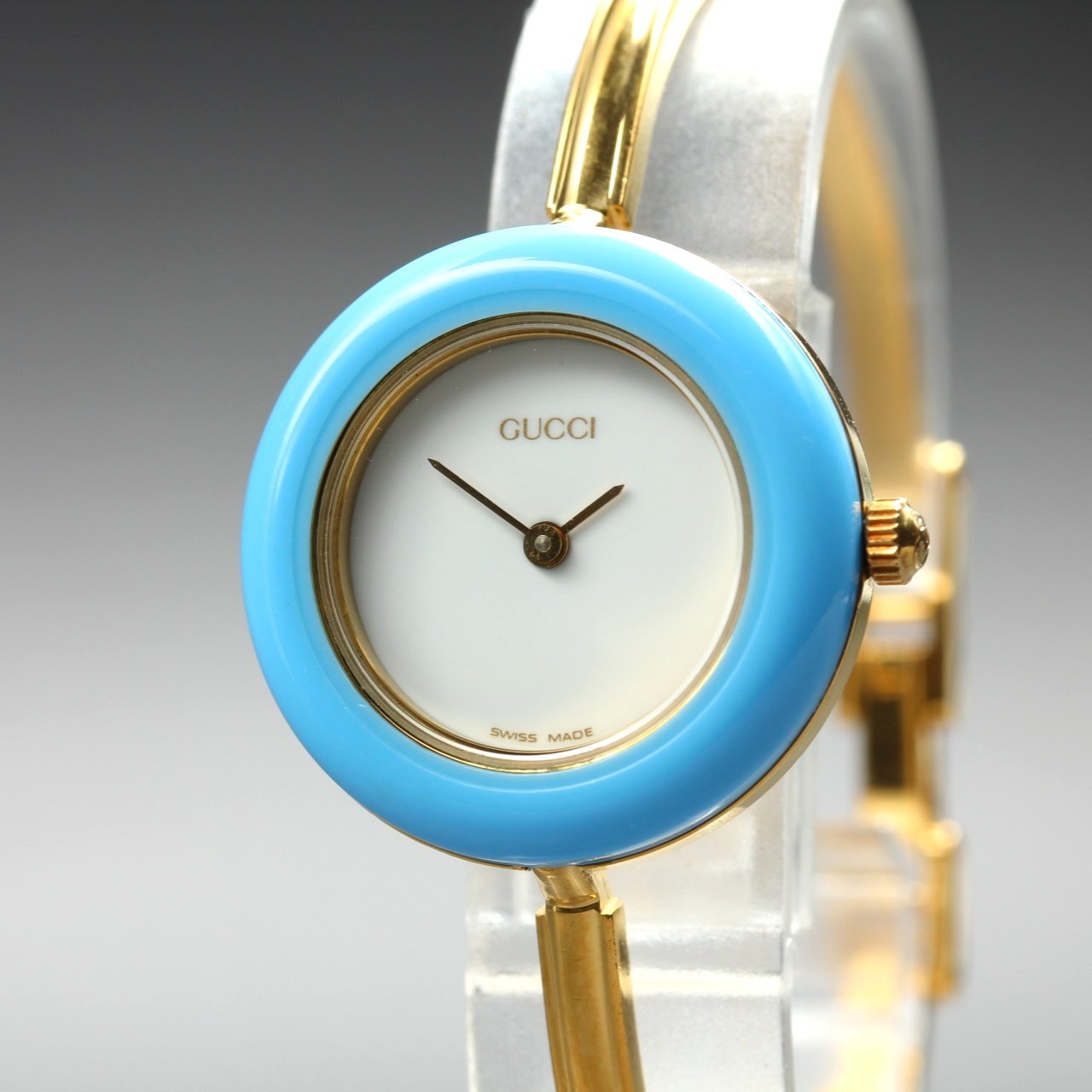 [Near MINT] Vintage GUCCI 11/12.2 Change Bezel Quartz Light Blue Women’s Watch