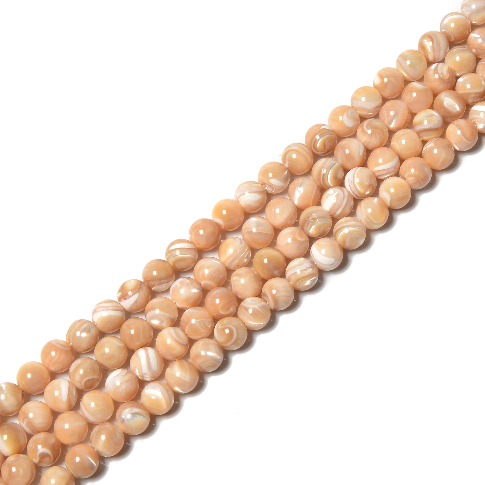 Natural Color Mother of Pearl MOP Shell Smooth Round 3mm to 12mm 15.5” Strand