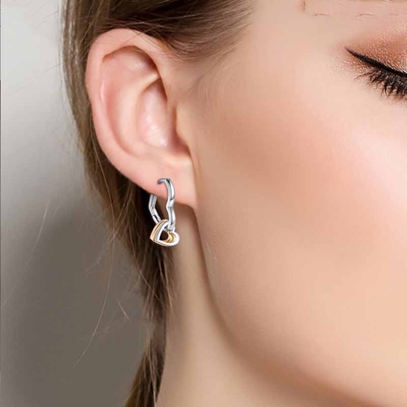 KUNSIR 925 Sterling Silver Heart Charm Drop Dangle Hoop Earrings For Women Gifts