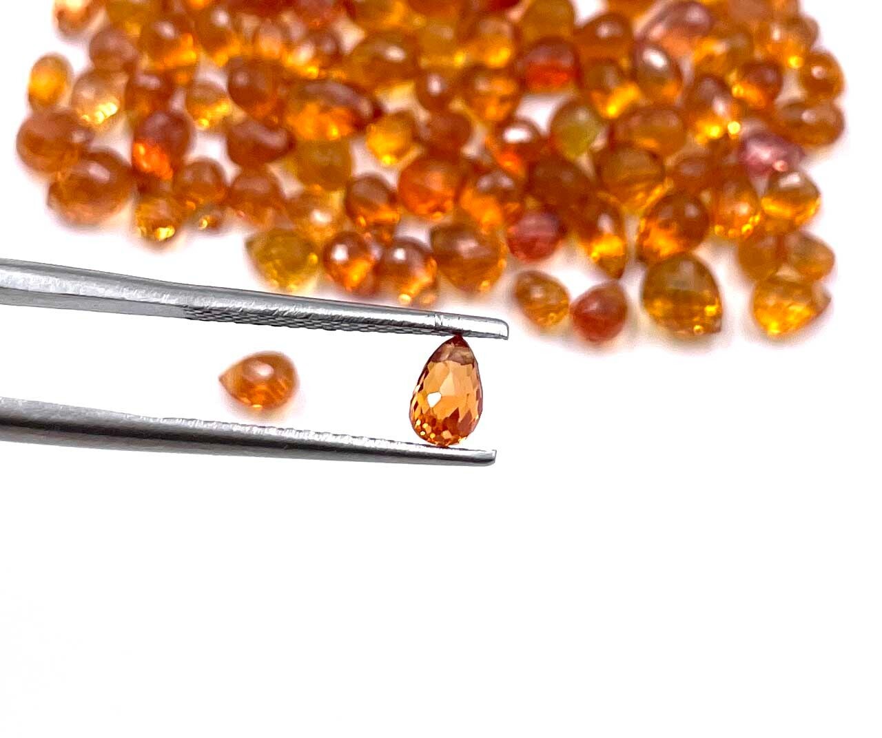 Natural Orange Sapphire Tear Drop Drilled Cut Gemstone 8 Pcs 2.50*3-4*6 MM 3 CT