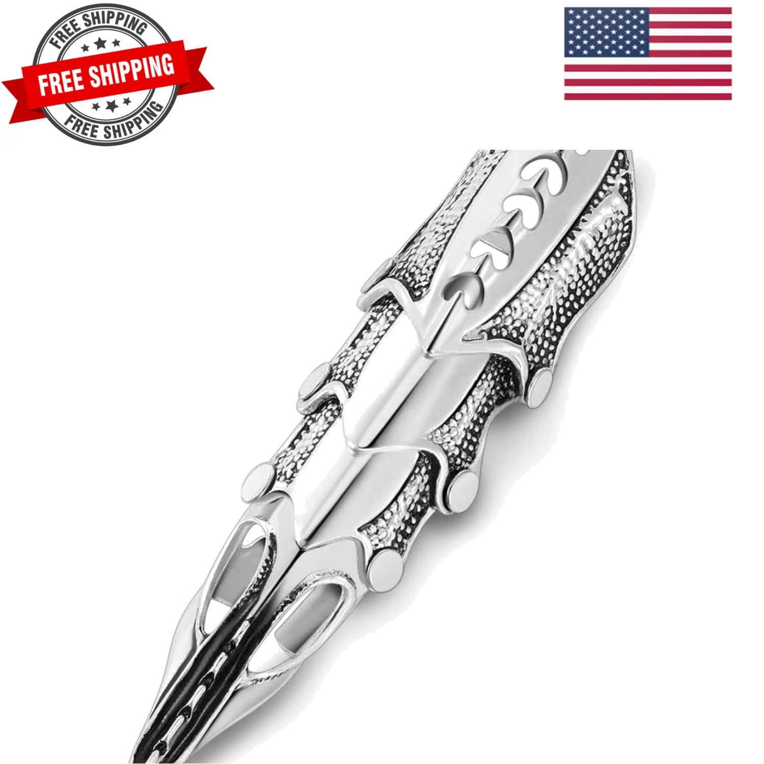 Men’s Knuckle Joint Full Finger Double Ring Punk Rock Gothic Hinged Activity …