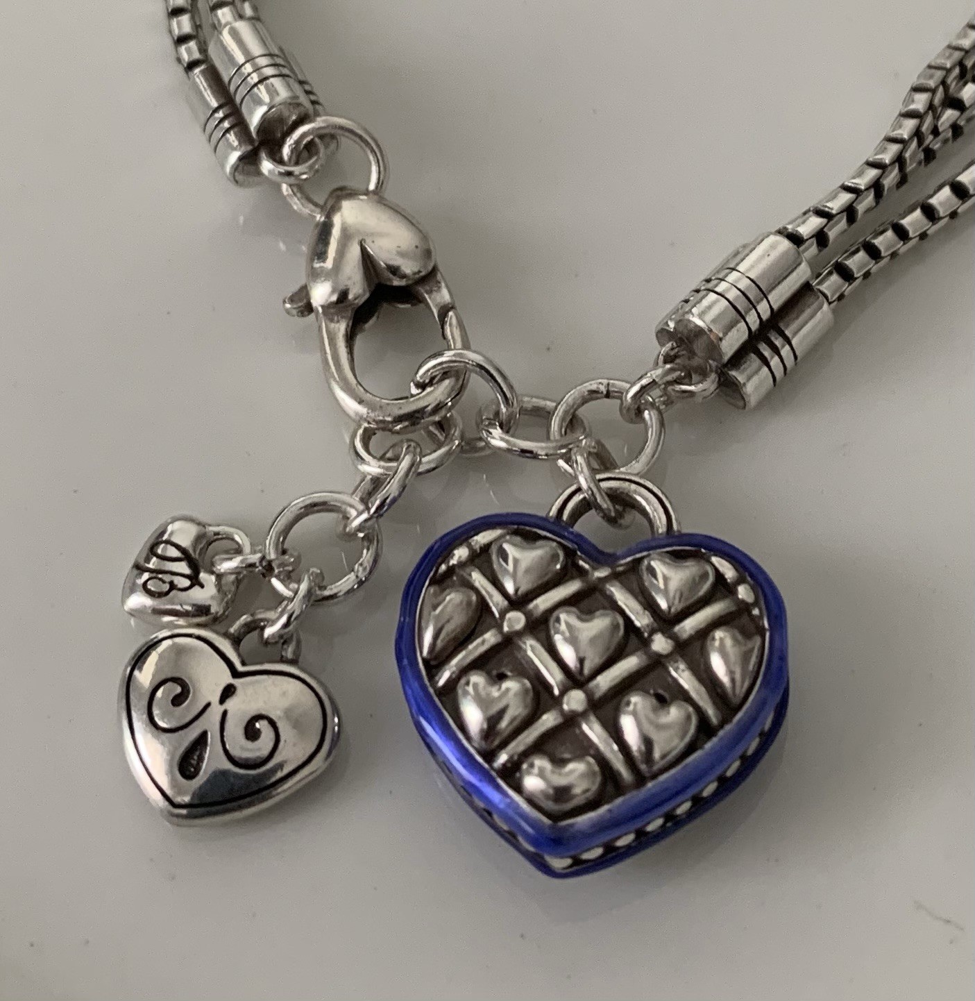 Brighton AL FRESCO & LOVE Hearts 7.5-8 Inch Charm Bracelet, Engraving