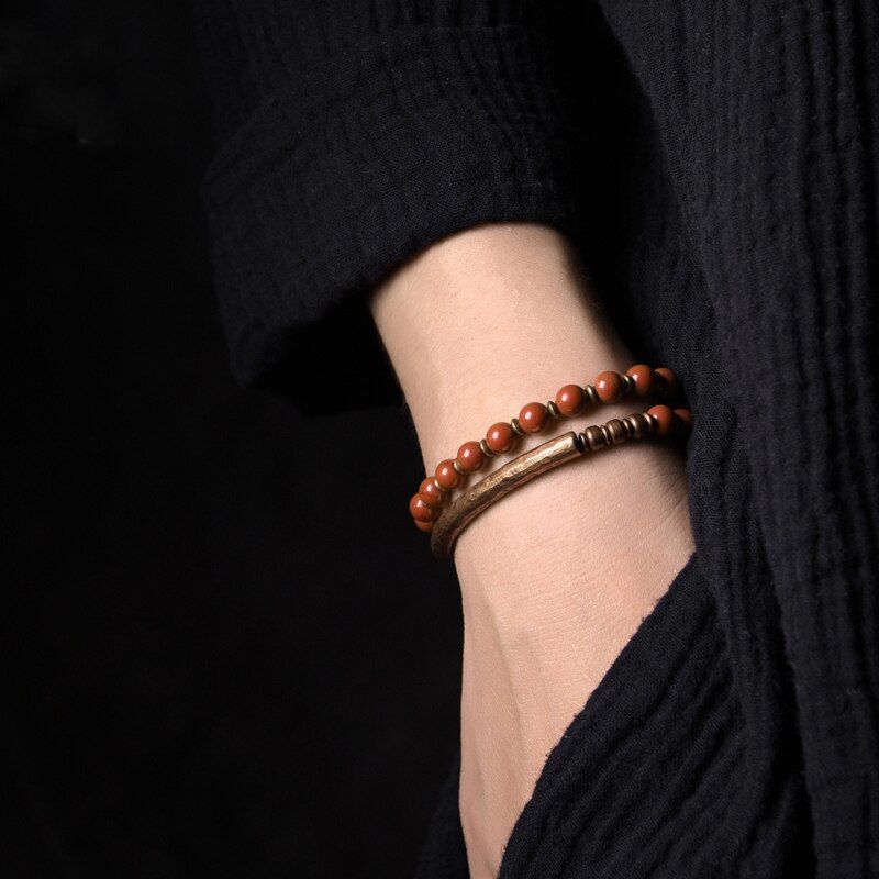 15-22cm Retro Red Stone Copper Handcraft Bracelet Fashion Jewelry NEW