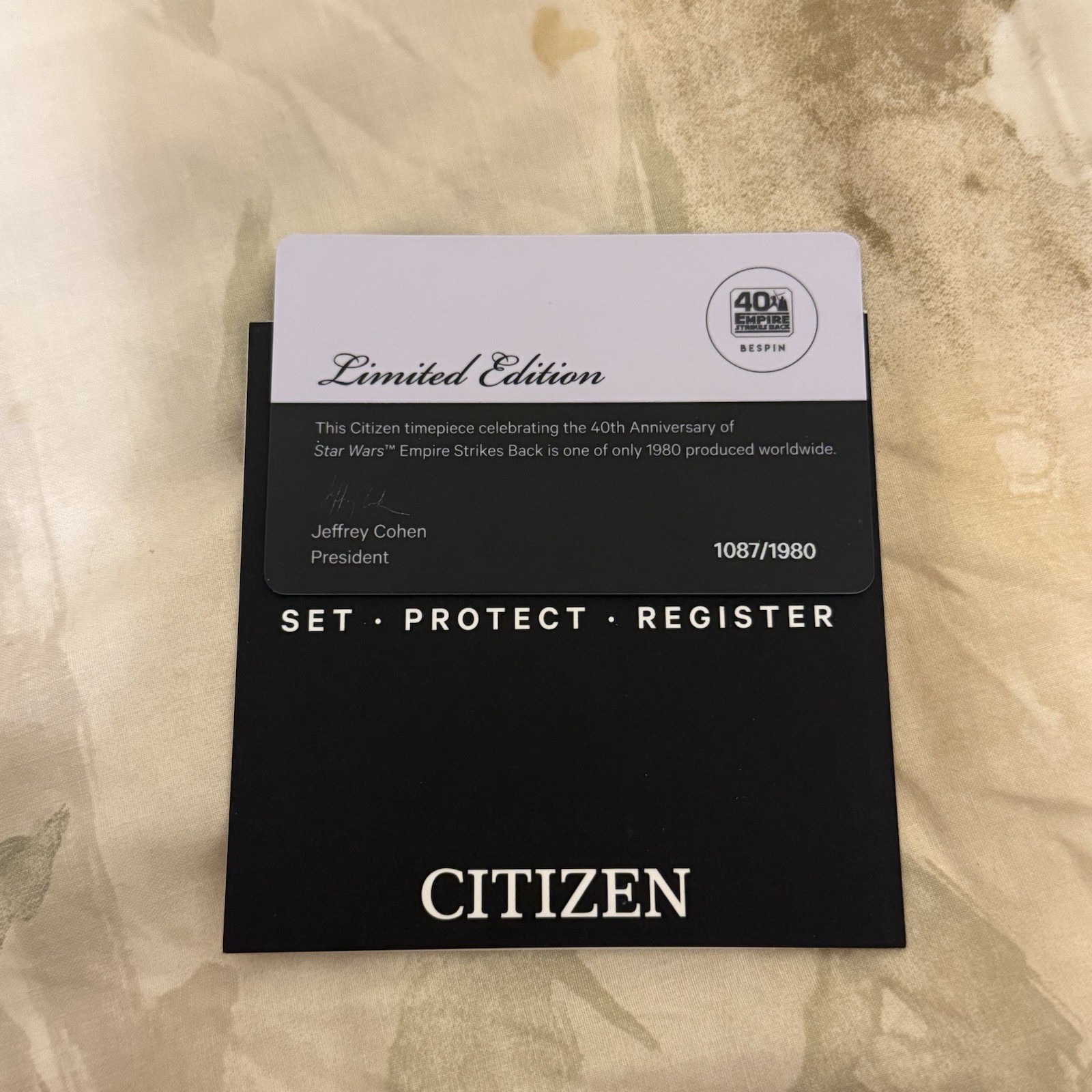 Citizen Eco-Drive AW2047-51W Empire Strikes Back Bespin Gray Ltd Edition.