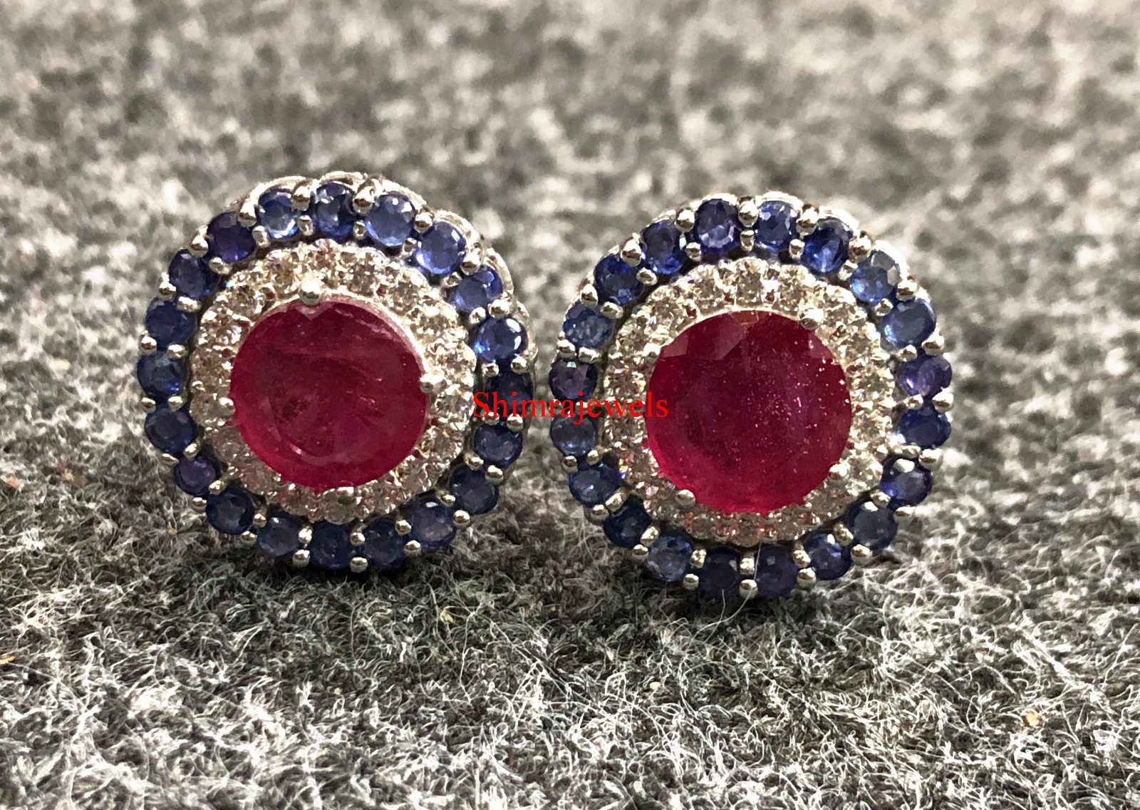 Heated Ruby & Heated Sapphire With 925 Sterling Silver Cufflinks #5