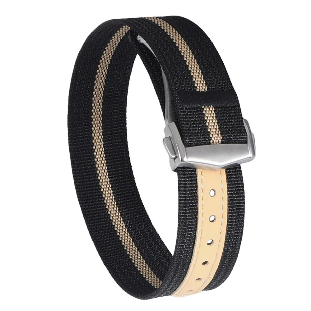 Nylon Watch Strap for Omega 20mm Military Green Ribbed Deployant Buckle Band
