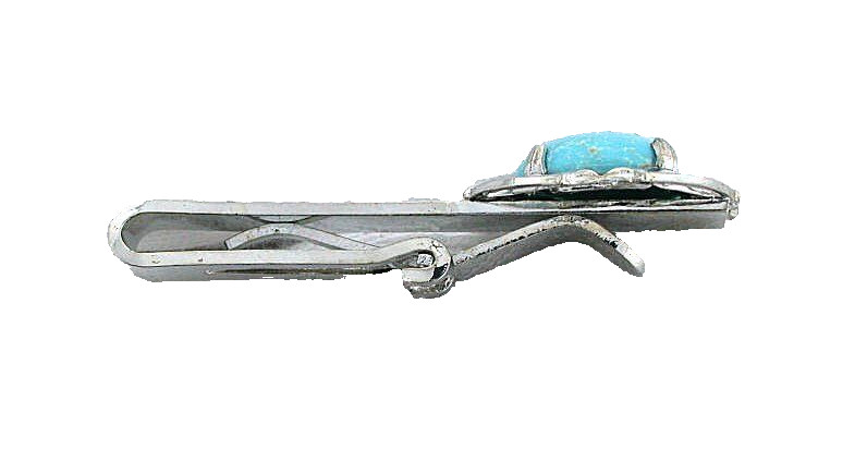 1 2/3 INCH OVAL SLEEPING BEAUTY TURQUOISE GEMSTONE TIE CLIP TIE BAR EBS7768