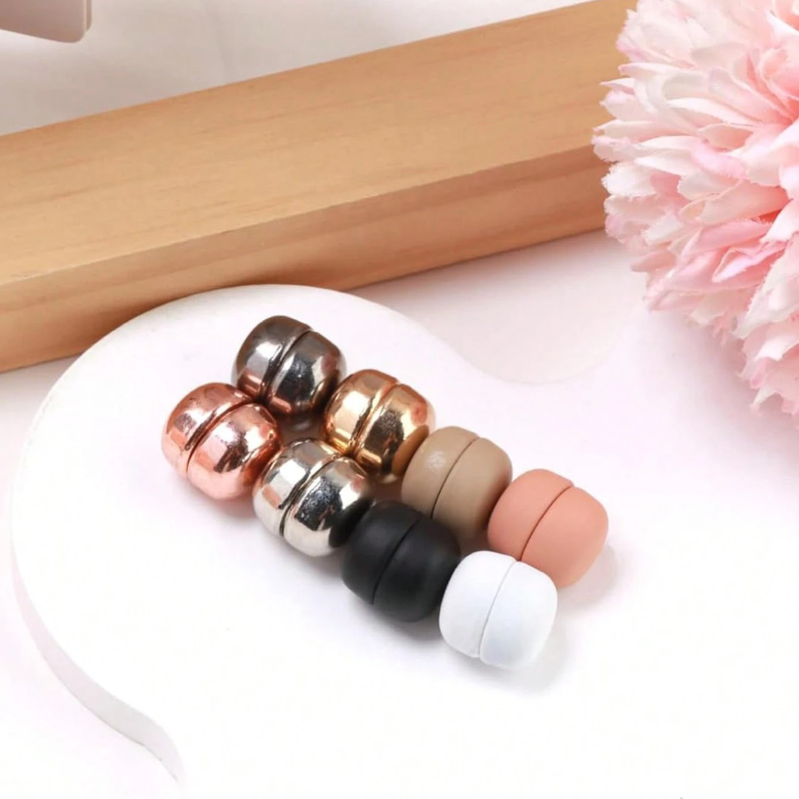 2/8pair Brooches Magnetic Classic Round Shiny Matt Stable Scarf Clips Hijab Pin