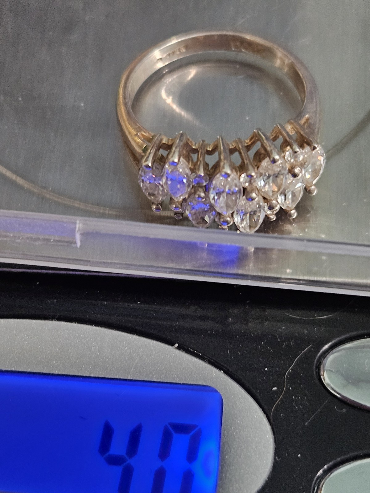 DQCZ Diamonique 925 Silver Cocktail Ring CZ Marquise SZ 7, 4g Free Shipping
