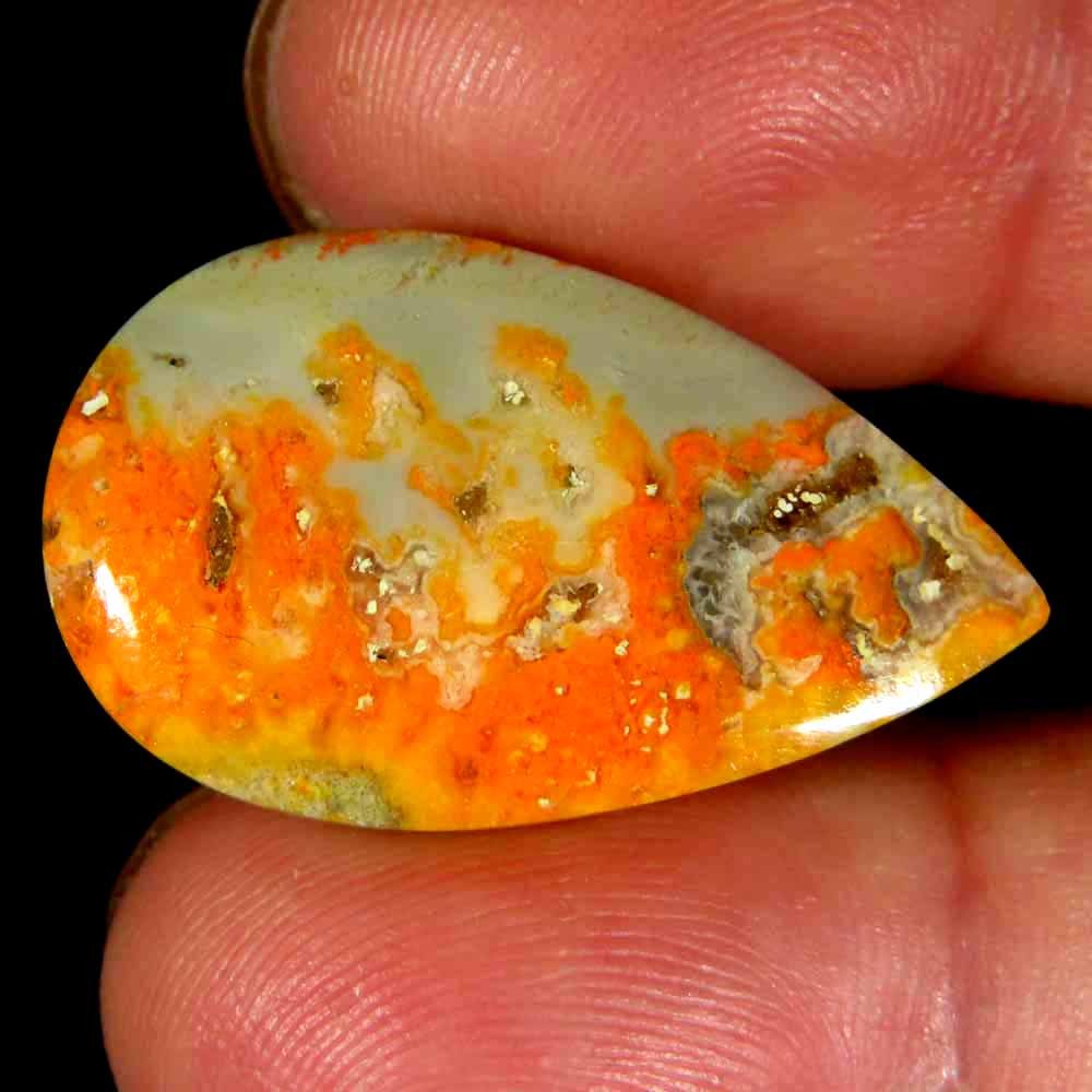 13.90Cts 100%Natural Eclipse Bumble Bee Jasper Pear Cab 16x27x4mm Top Gemstone