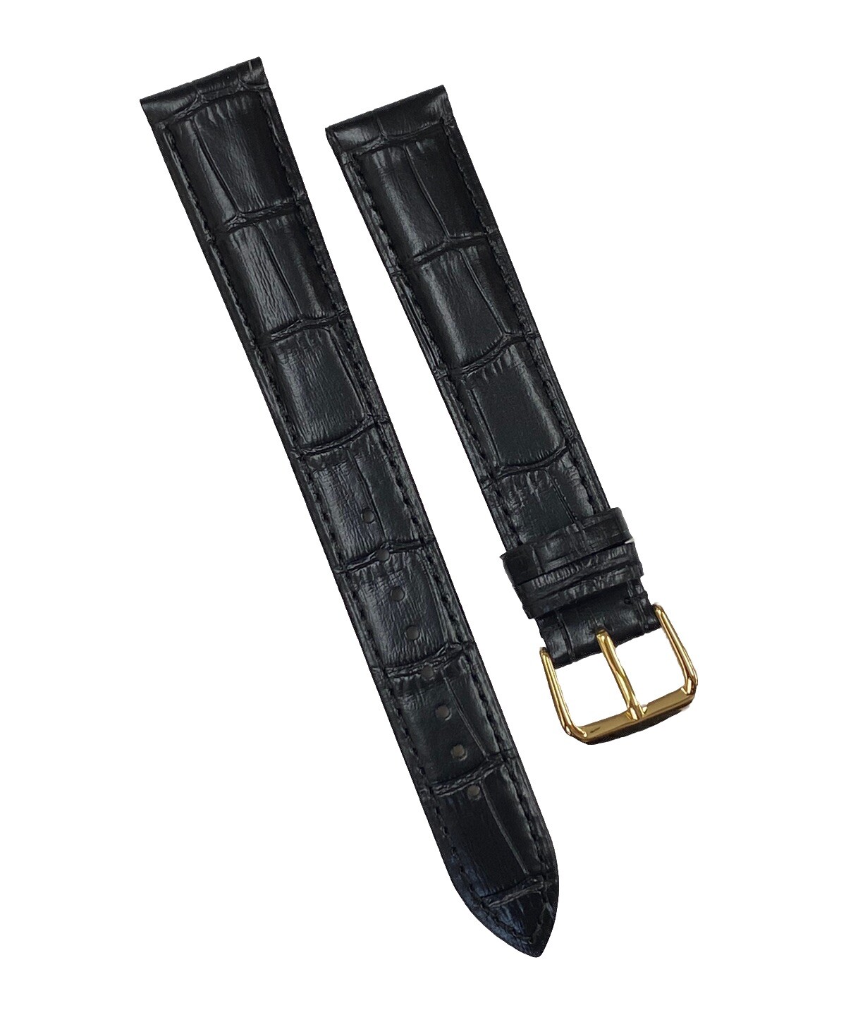 HIGH QUALITY GENUINE BLACK LEATHER ALLIGATOR GRAIN 18MM X 16MM LONG WATCH BAND