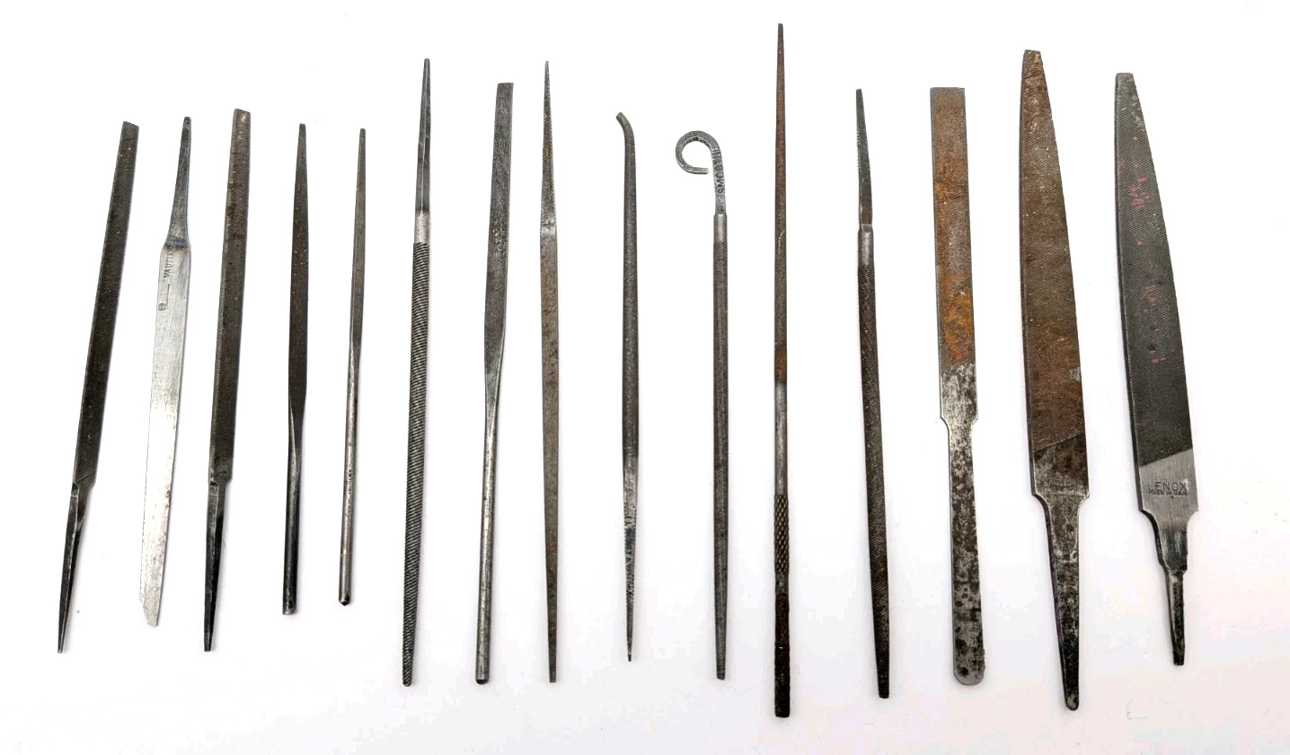 LOT OF 15: Vintage Jewelry Jeweler Watchmaker METAL FILES Swiss USA Mixed