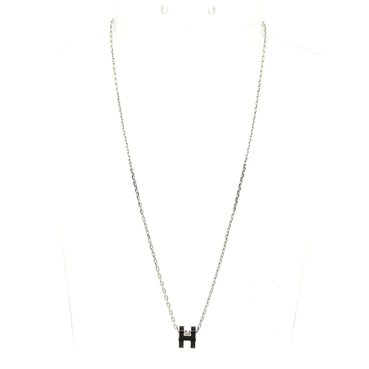 HERMES Mini Pop H H147992FP03 Silver Black Hardware None Necklace