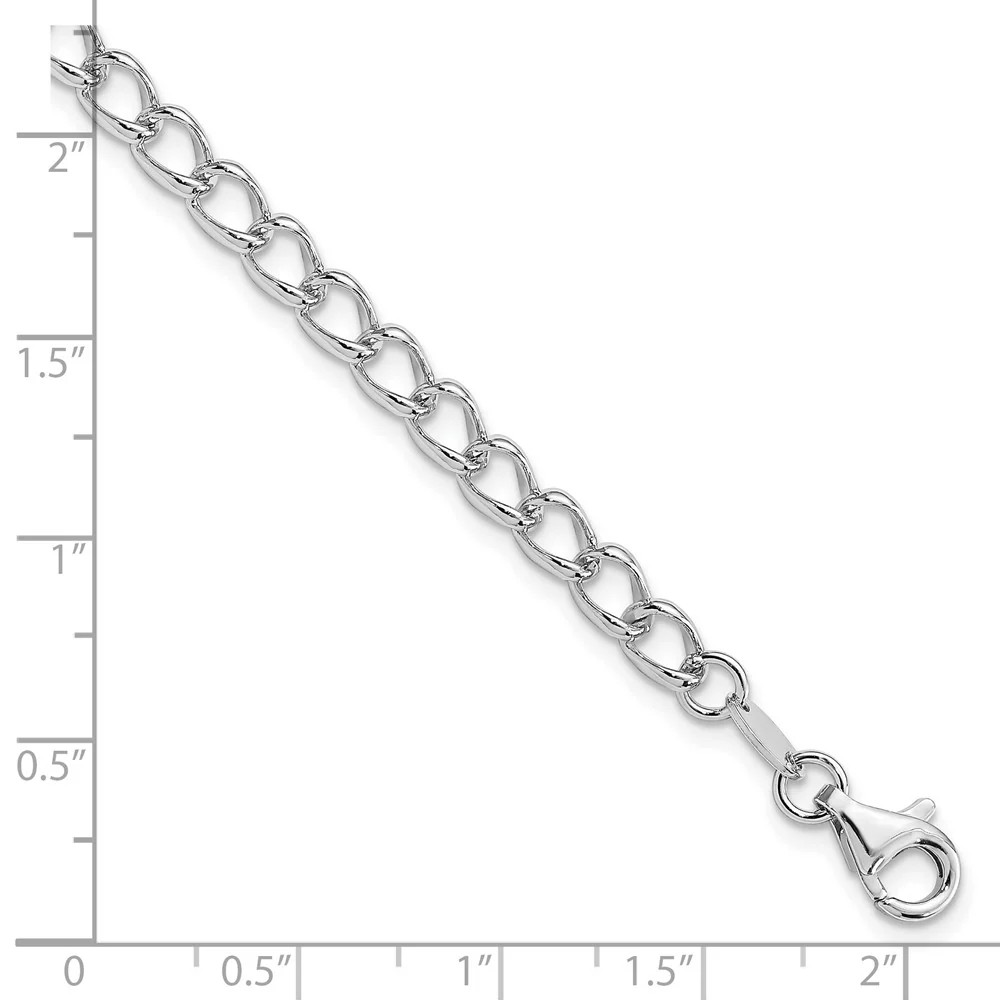 Sterling Silver Amore La Vita RH-Pl Curb Chain Charm Bracelet Bracelet 7″-8″