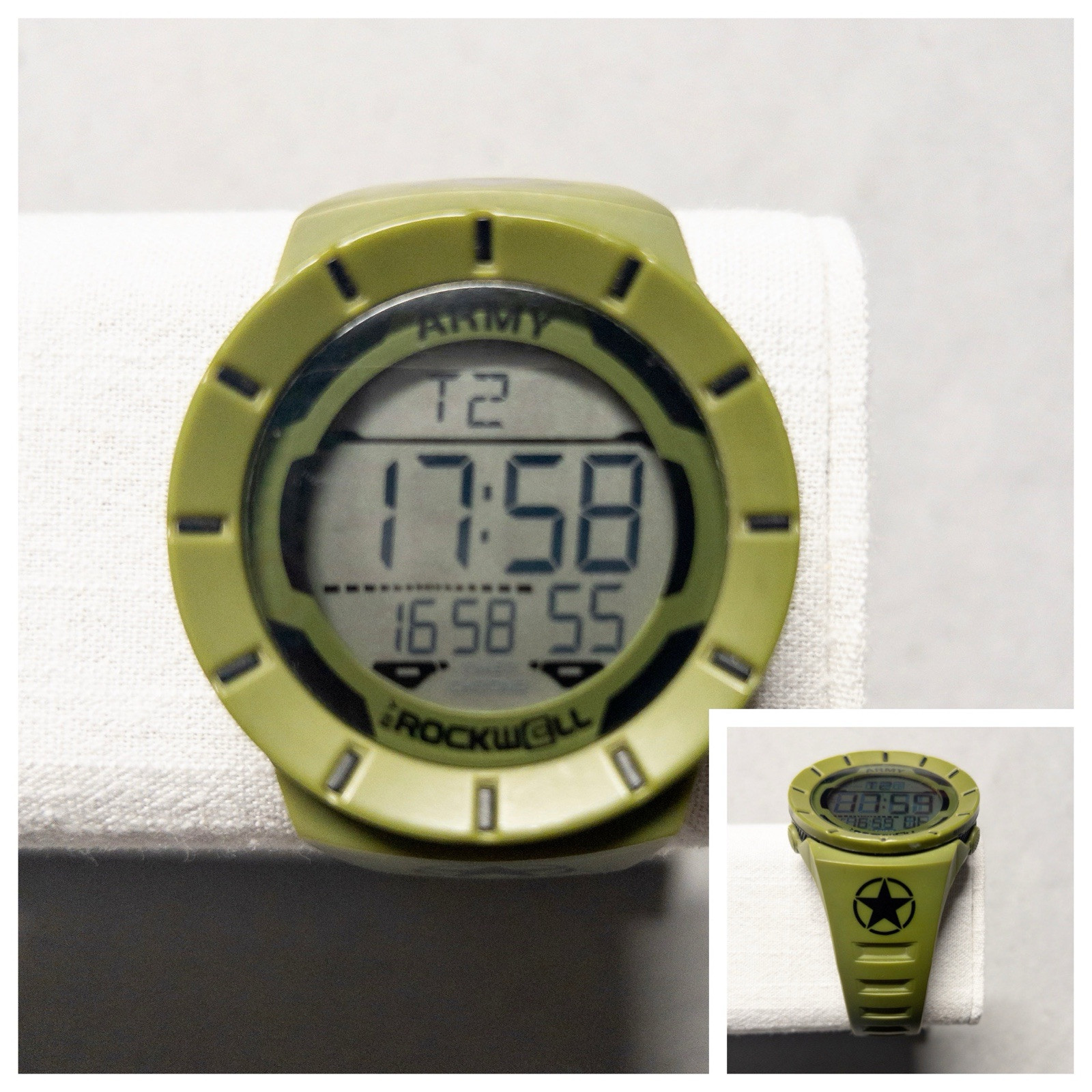 Rockwell Coliseum Army Edition Watch OD Green & Black 49mm 10ATM Glow