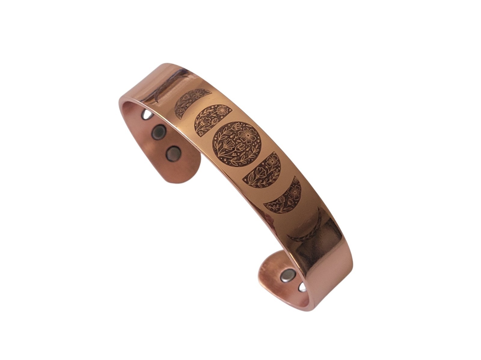 Flower Moon Phases Solid Copper Magnetic Bracelet Arthritis Pain Therapy Cuff