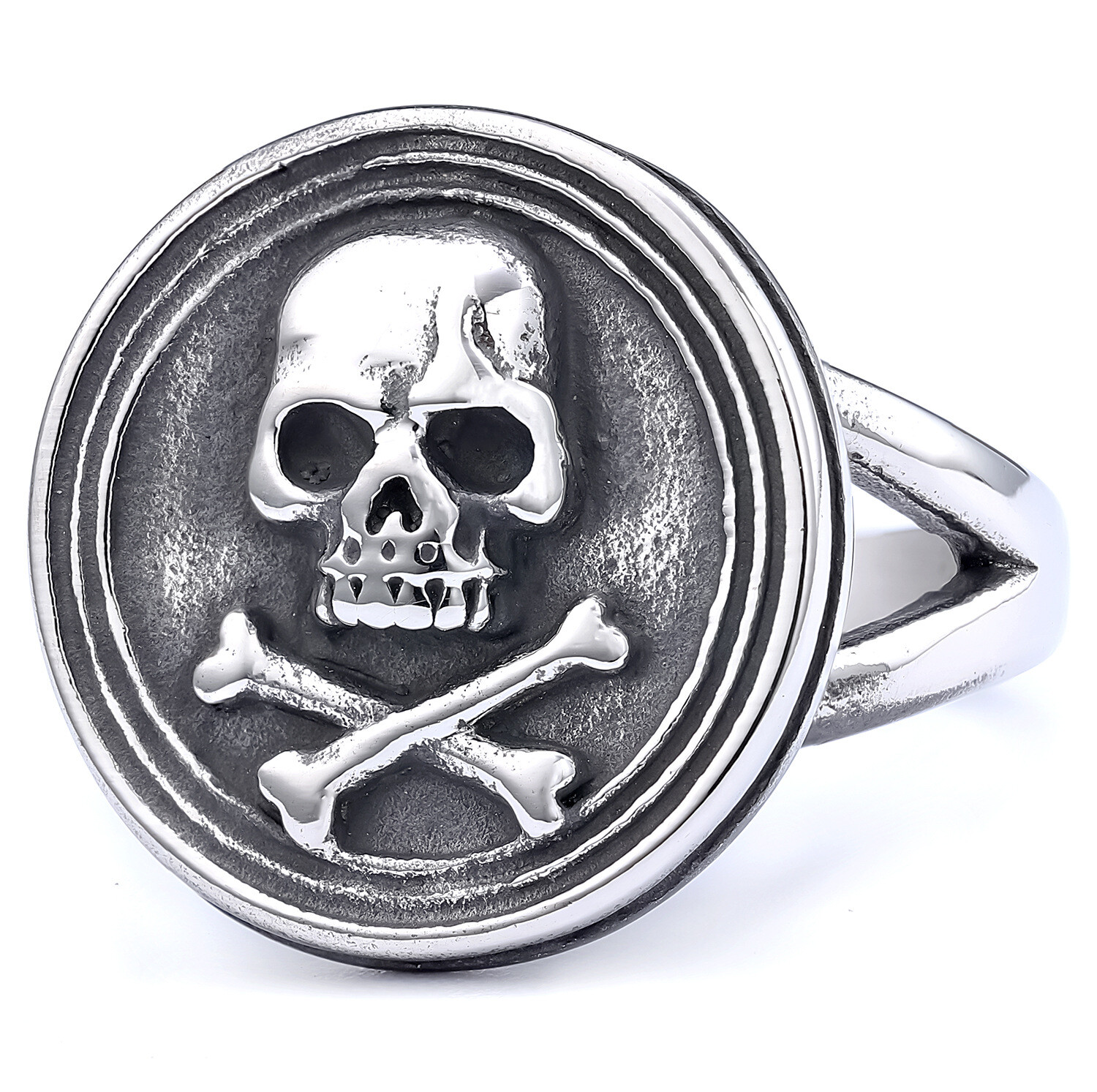 Signet Ring Skull Men’s Ring Stainless Steel Punk Ring Trendy Personality Silver