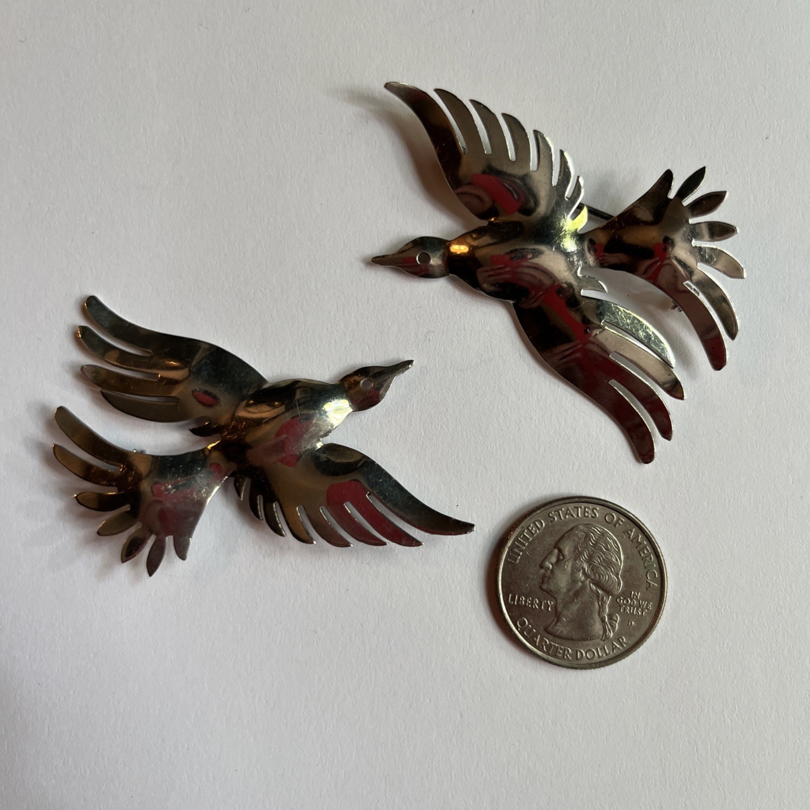 Vintage 925 Sterling Silver Bird Brooch Pins