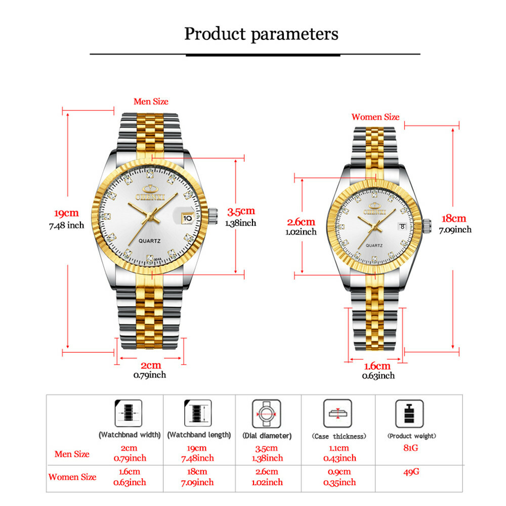 CHENXI Men Quartz Watch Casual Silver Gold Wristwatch Male Calender Watches Gift