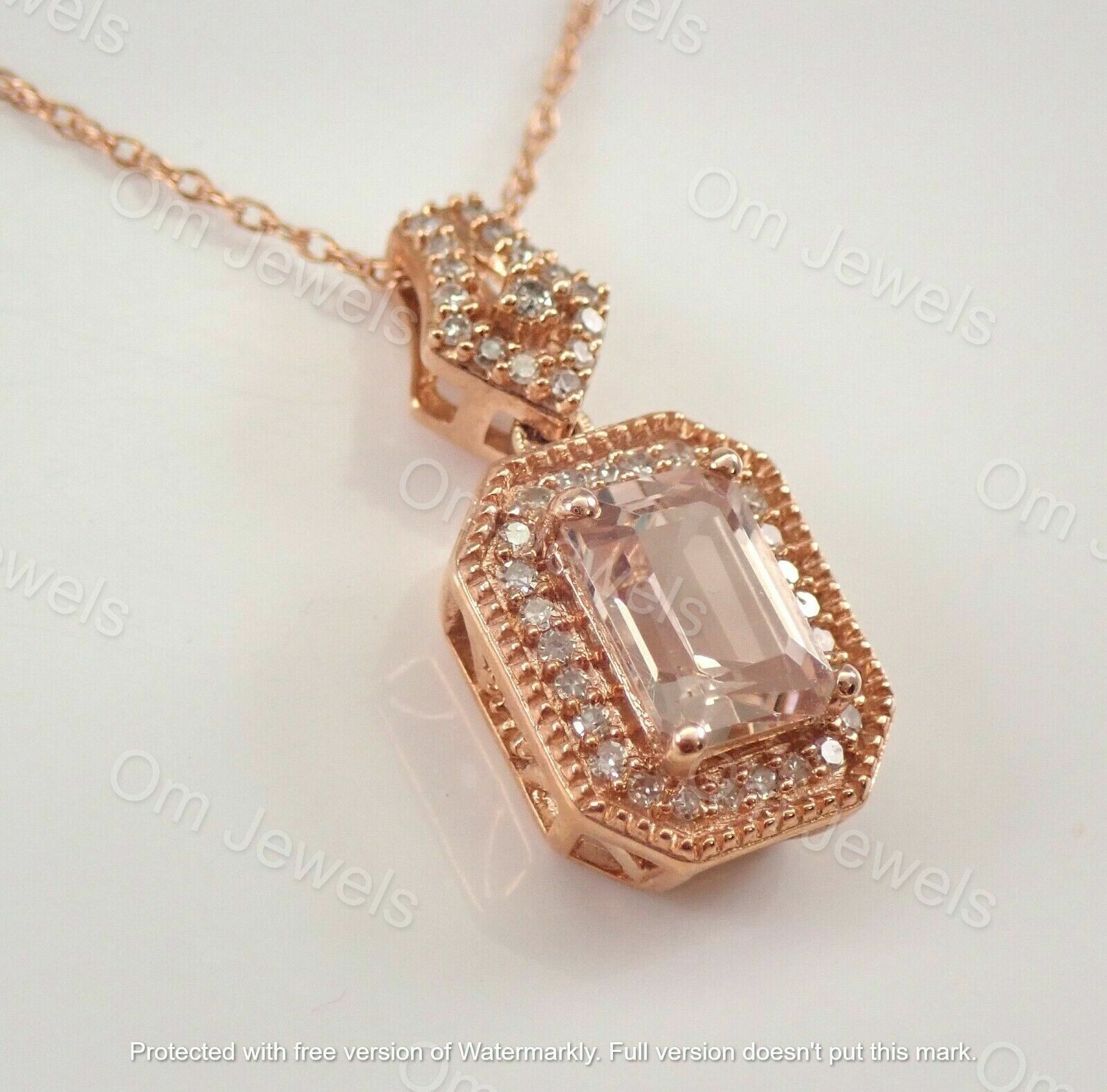 2.50Ct Emerald Morganite And Diamond Pendant Necklace Rose Gold Finish 18″ Chain
