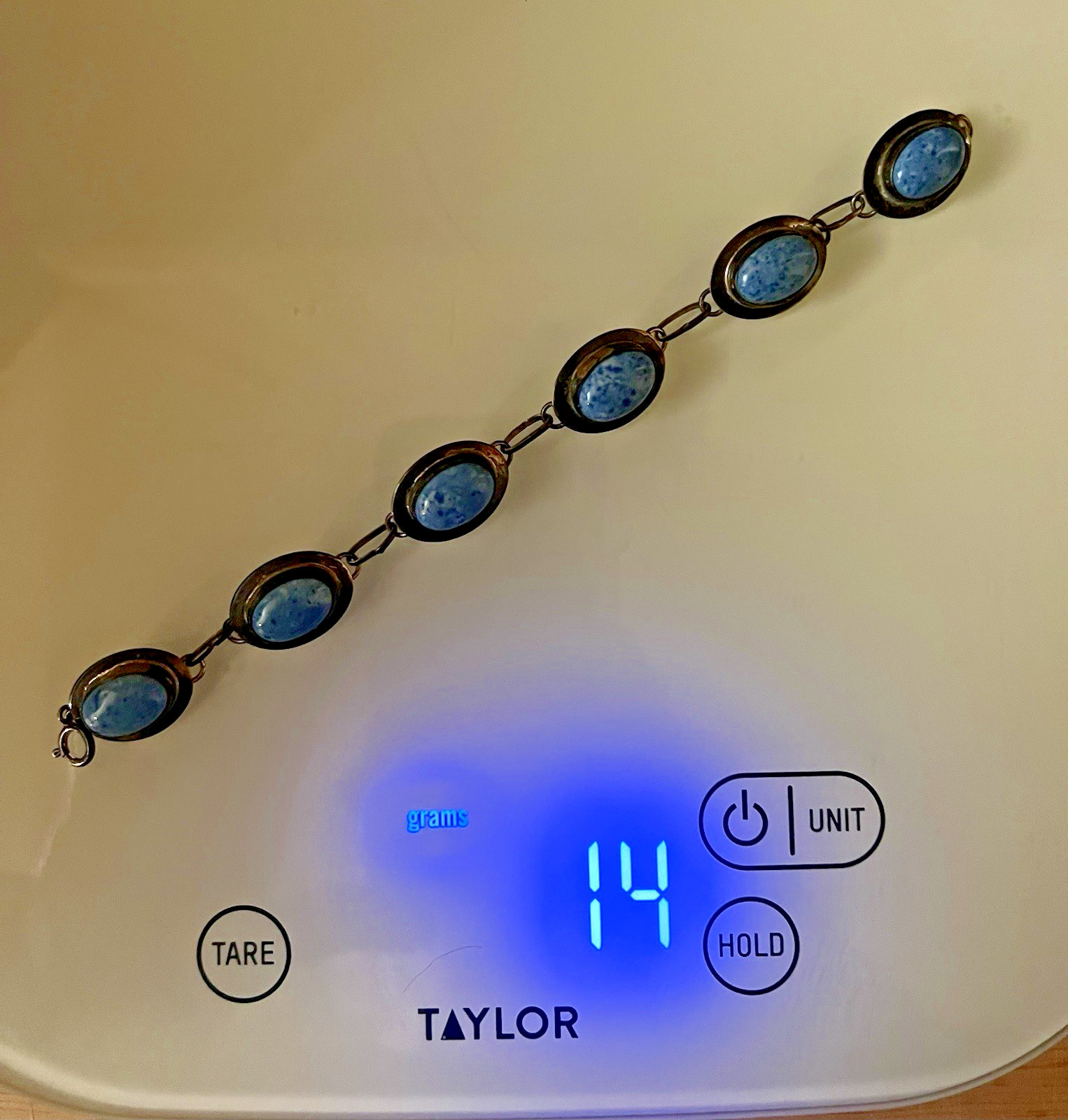 Signed Sterling Silver Bracelet 925 Link Estate Navajo Native American Blue US