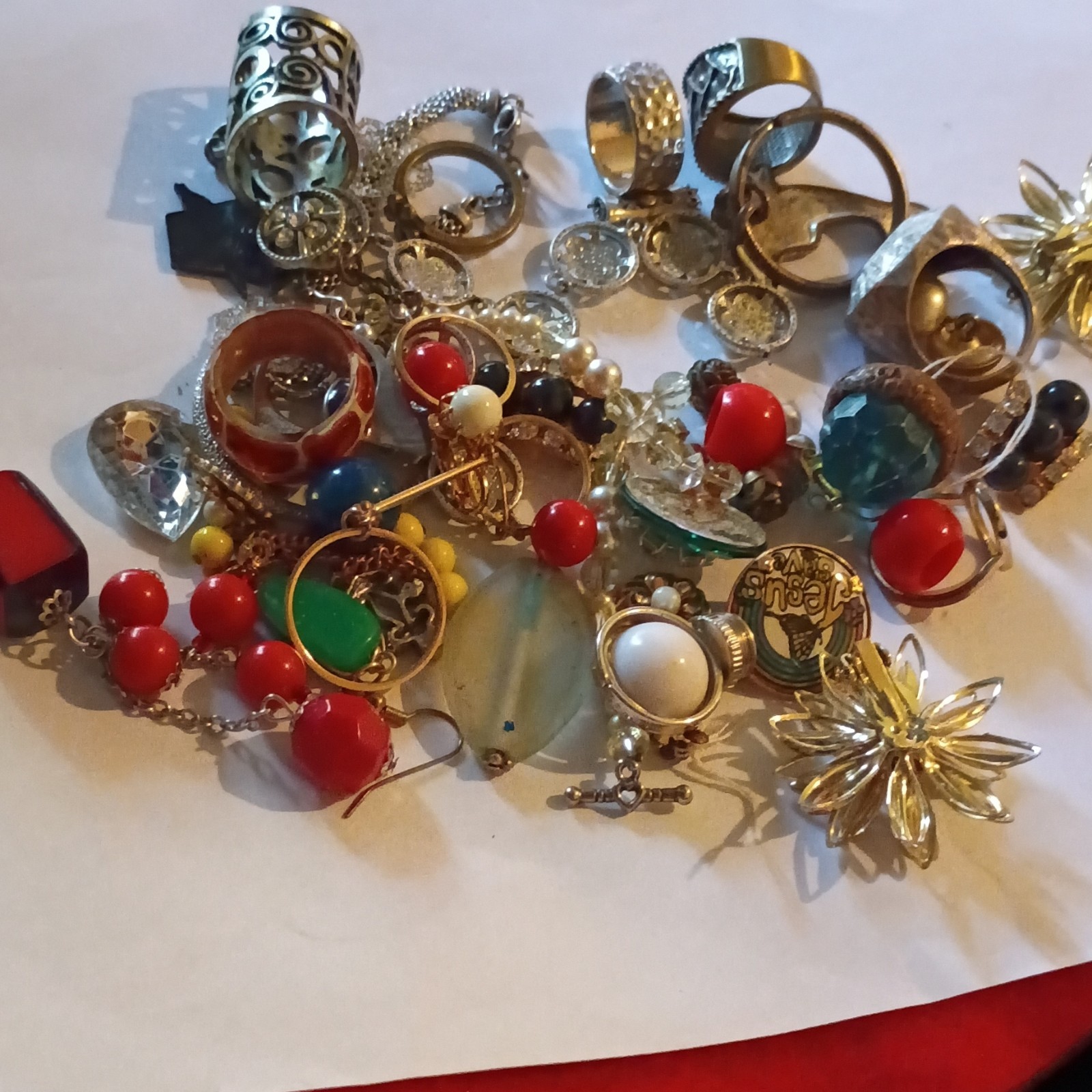 Vintage Mixed Lot Rings Earrings Multicolor Materials crafts and repair pieces