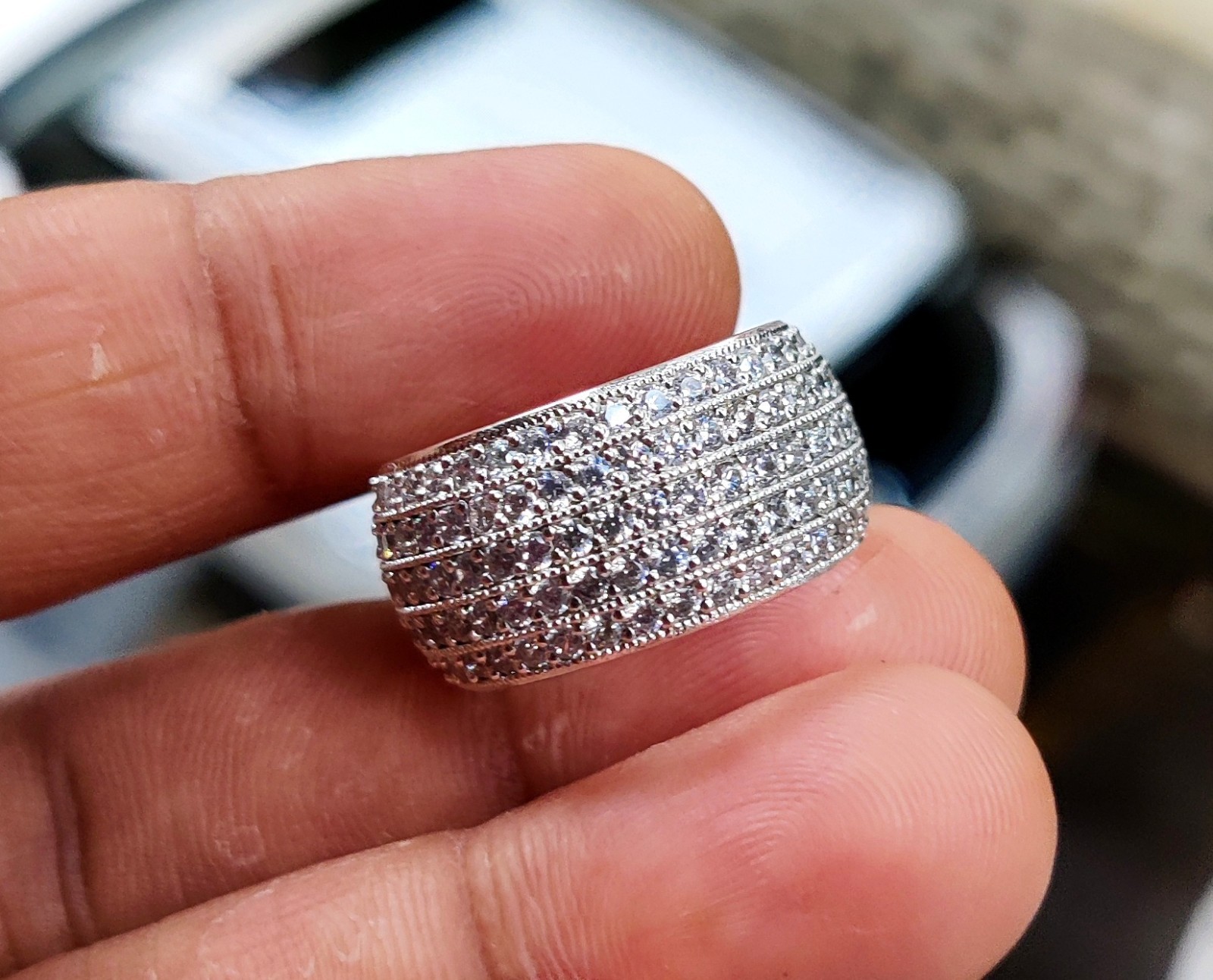 1.50Ct Round Lab-Created Diamond Cluster Wedding Band Ring 14K White Gold Plated