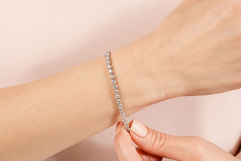 925 Sterling Silver Lab Created Diamond 3 Prong Tennis Bracelet 4-6 CTW