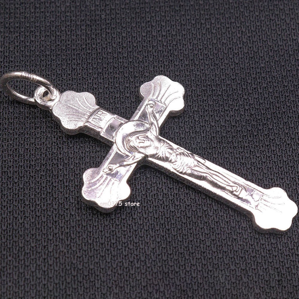 Fine Silver Pure Silver 999 Pendant Crufix Women Man‘s Cross Pendant 1.6inchH