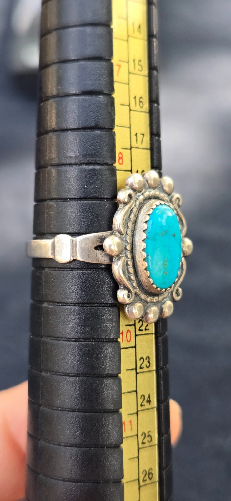 1940’s SW Native Style Sterling Silver Turquoise Wheeler Manufacturing Ring Sz 9