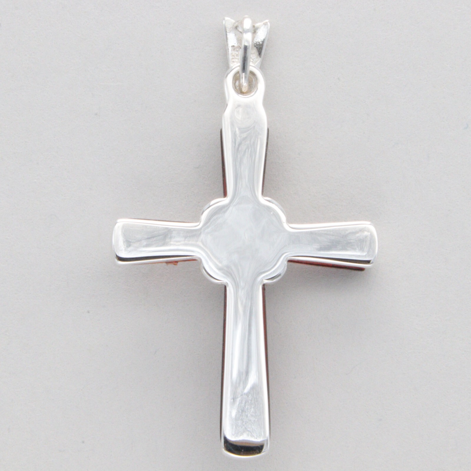Cognac / Brown Natural BALTIC AMBER Cross Pendant – 925 STERLING SILVER #6824e