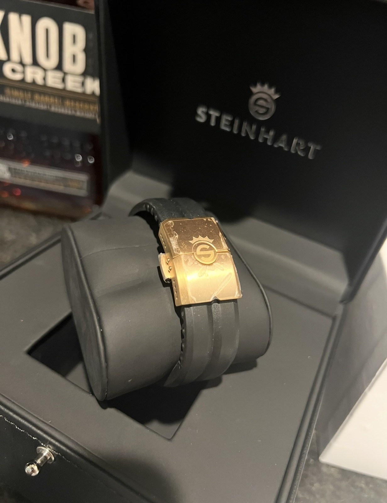 Steinhart Ocean One PINK GOLD 42mm Black Silicone Auto Swiss Dive Watch 103-0893