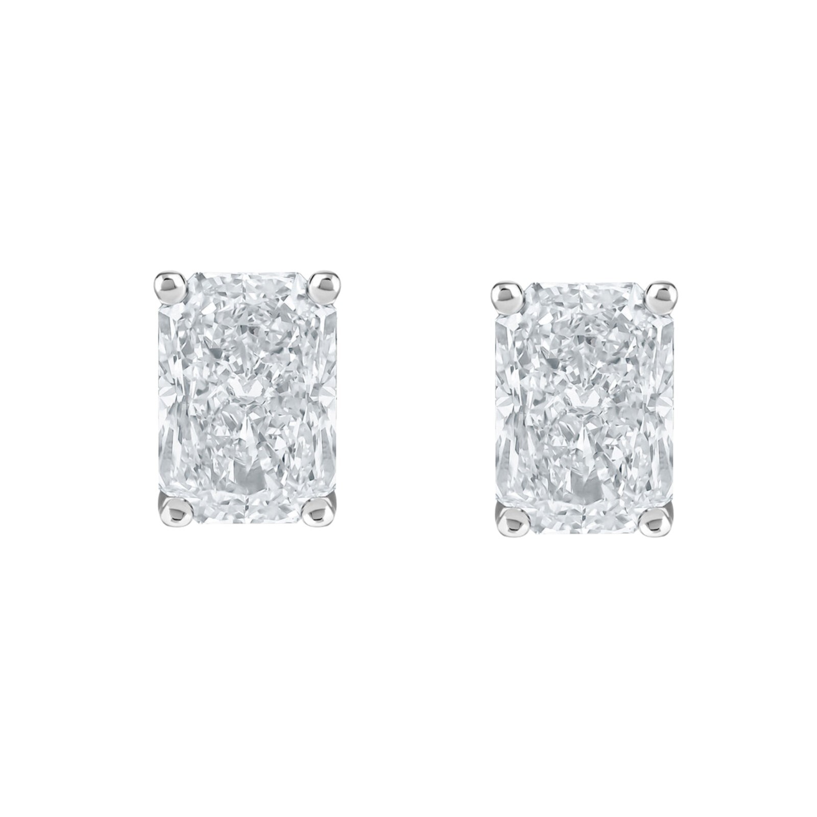 1 Ct Radiant Lab Created Grown Diamond Earrings 14K White Gold F/VS Basket Push