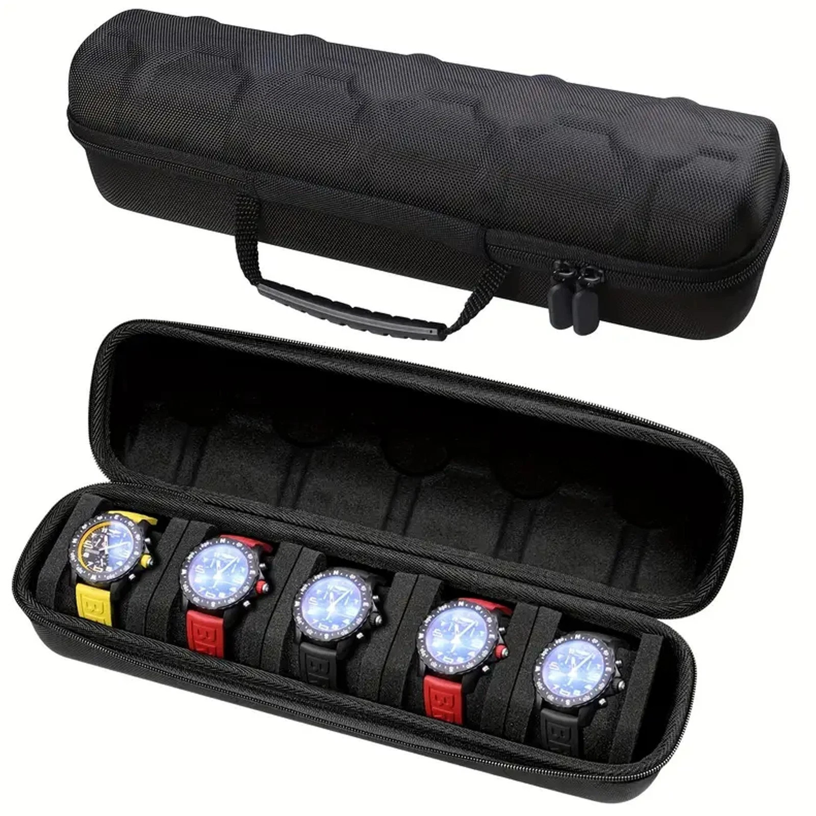 Travel Watch Roll Case 5 Slots Wristwatch Display Case Watches Storage Box
