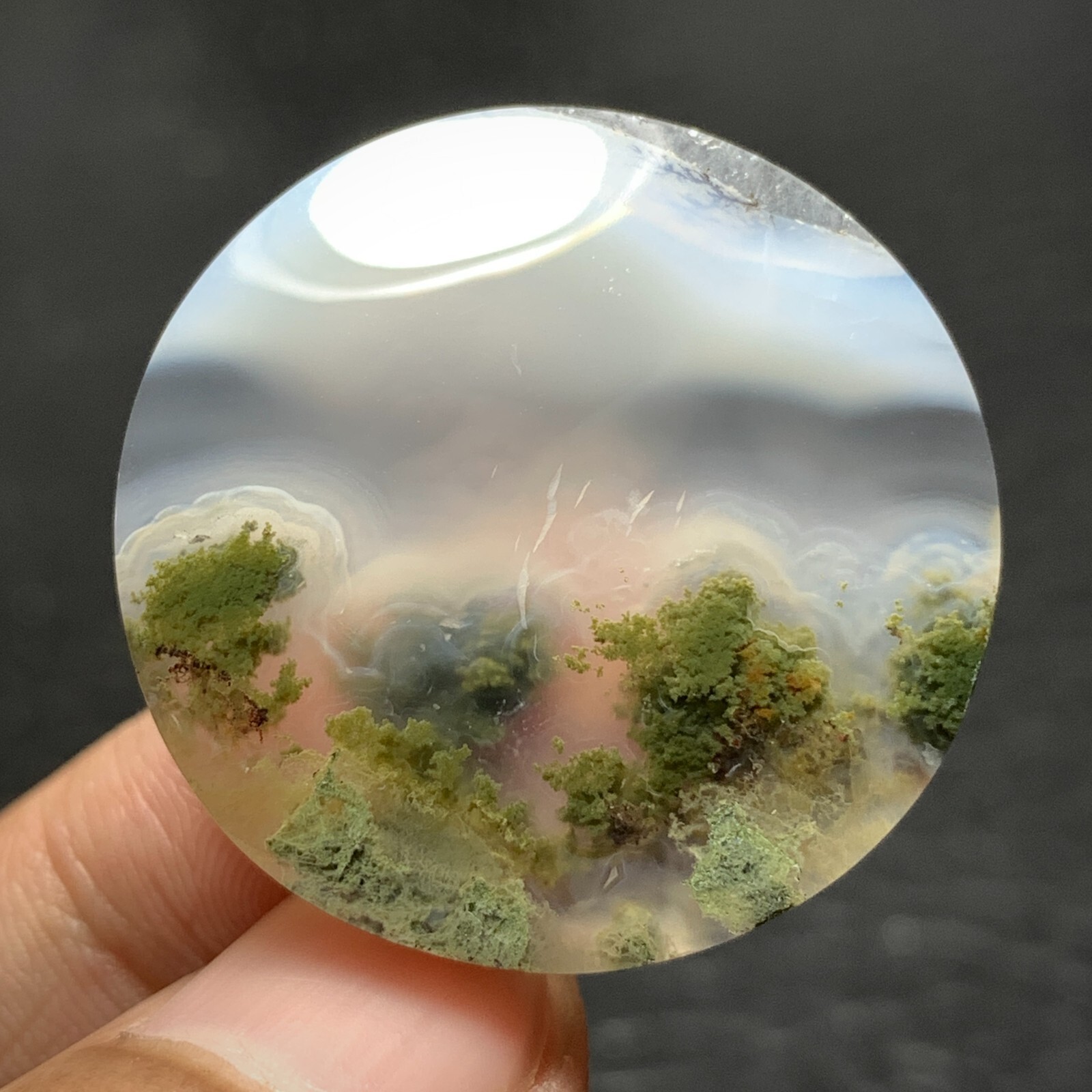 Scenic Moss Agate Cabochon 30x30x6mm High Quality 42.5 ct